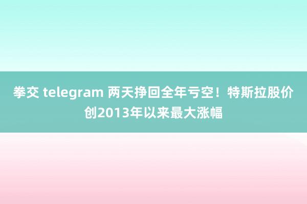 拳交 telegram 两天挣回全年亏空！特斯拉股价创2013年以来最大涨幅